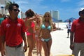 CANCUN, MEXICO - MAY 03: Models pose outside during semi-finals rehearsal IBMS 2014 Royalty Free Stock Photo