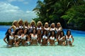 CANCUN, MEXICO - MAY 05: Models pose outside for white t-shirt project Royalty Free Stock Photo