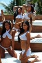 CANCUN, MEXICO - MAY 05: Models pose outside for white t-shirt project Royalty Free Stock Photo