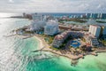 Cancun, Mexico - September 17, 2021: View of beautiful Hotel Fiesta Americana Cancun Villas in the hotel zone of Cancun