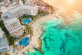 Cancun, Mexico - September 17, 2021: View of beautiful Hotel Riu Palace Las Americas in the hotel zone of Cancun