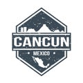 Cancun Mexico Travel Stamp. Icon Skyline City Design Vector Seal Badge Mail. Royalty Free Stock Photo