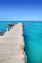 Cancun wood pier in tropical Caribbean sea