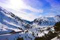 Candanchu snow road in Huesca Pyrenees Spain Royalty Free Stock Photo