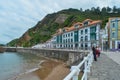 Candas, Asturias, Spain. July 14th, 2014. View of the pier and buildings of the town of Candas