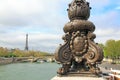 Candelabra on the Alexandre III bridge. Emblem of Paris. (Paris, France)