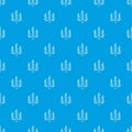 Candelabra candle pattern vector seamless blue Royalty Free Stock Photo