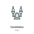 Candelabra outline vector icon. Thin line black candelabra icon, flat vector simple element illustration from editable magic Royalty Free Stock Photo