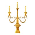 Candelabrum with three candles icon, cartoon style