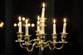 Candlestick with White Burning Candles, Candelabrum