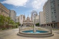 Candelaria Church and Olympic Pyre sculpture by Anthony Howe - Rio de Janeiro, Brazil