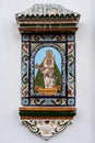 Virgin of Candelaria, Saint Patron of the Canary Islands. Nice picture of colored ceramics on the wall of a house