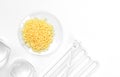 Candelilla Wax SP-75. Chemical ingredient for Cosmetics & Toiletries product on white laboratory table