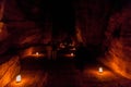 Candels along the Siq (narrow gorge, main entrance to Petra) during Petra by Night, Jord