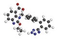 Candesartan hypertension drug molecule. 3D rendering. Atoms are represented as spheres with conventional color coding: hydrogen ( Royalty Free Stock Photo