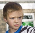 Candid close up portrait of a boy