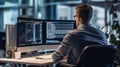 candid male programmer deeply engrossed in his work, showcasing passion and focus in the world of coding