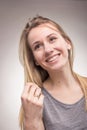 Candid portrait, one young woman, background