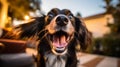 A candid shot of a dog with its tongue sticking out, giving a goofy expression, AI-Generated