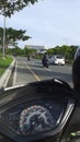 Candid View of road in grand city balikpapan on sunny day. Indonesia.