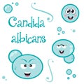 Candida albicans cartoon educational fungus vector graphic