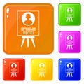 Candidate election stand icons set vector color