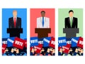 Candidate of party involved in debate. Presidential candidate. Election campaign. Speech from the rostrum. Royalty Free Stock Photo