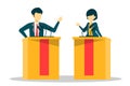 Candidate for president on debate. Female and male