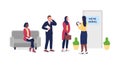 Candidate waiting for job interview flat color vector faceless characters