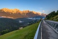 Sunrise in the Dolomites at Candide, Veneto, Italy on August 10, 2020 Royalty Free Stock Photo