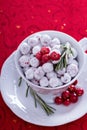 Candied cranberry in a decorative cup