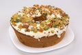 Candied fruit cake. Traditional dessert at parties.