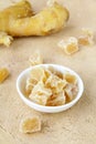 Candied ginger and fresh ginger