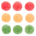 Candied round fruit jelly on white Royalty Free Stock Photo