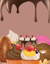 Candies background with melting chocolate Royalty Free Stock Photo