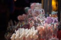 Candies, candy sticks, mainly gummy sweets and lollilpops, diversified, display in loose in a shop during a carnival or a fair