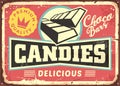 Candies and chocolate bars retro sign