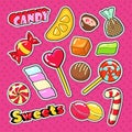 Candies, Chocolate and Sweet Food Stickers, Badges and Patches Royalty Free Stock Photo