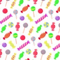 Colorful seamless pattern with candies, lollipops and caramels. Royalty Free Stock Photo