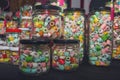 Candies in glass jars in candy shop Royalty Free Stock Photo