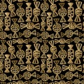 Candies gold hand painted seamless pattern. Abstract sweets golden background. Dessert texture in vintage style. Royalty Free Stock Photo