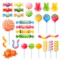 Candies isolated on white background. Vector desserts icons and design elements set Royalty Free Stock Photo