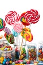 Candies with jelly and sugar. colorful array of different childs sweets and treats