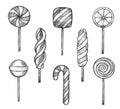 Candies and lollipop doodle set