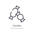 candies outline icon. isolated line vector illustration from tools and utensils collection. editable thin stroke candies icon on