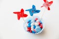 Candies with pinwheel toys on independence day