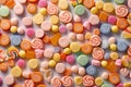 candies seamless background, top-down view, Food magazine photography Royalty Free Stock Photo