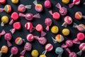 candies seamless background, top-down view, Food magazine photography Royalty Free Stock Photo