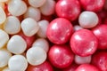 Close up of pink and white semi hard candies