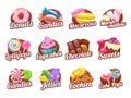 Candies and sweets colorful badges set. Royalty Free Stock Photo